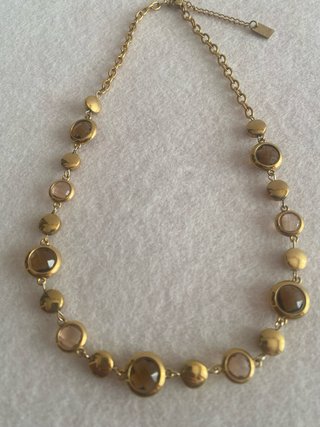 Colar Somini Dourado com Pedras Castanhas