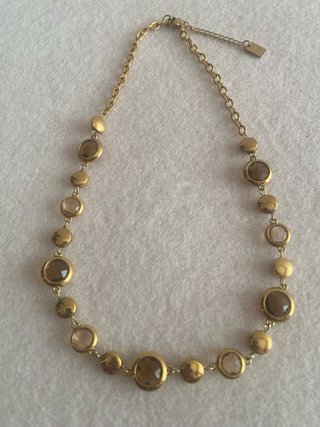Colar Somini Dourado com Pedras Castanhas