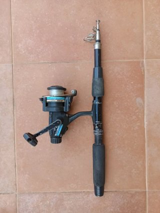 Caña de pescar con carrete