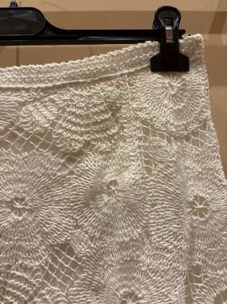 Falda larga Mango blanca crochet