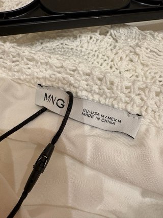 Falda larga Mango blanca crochet