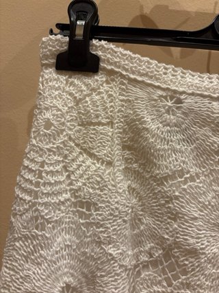 Falda larga Mango blanca crochet