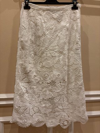 Falda larga Mango blanca crochet