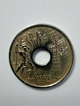 Lote 5 Monedas 25 Pesetas Del Agujero