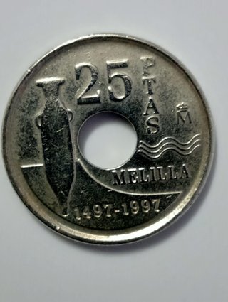 Lote 5 Monedas 25 Pesetas Del Agujero