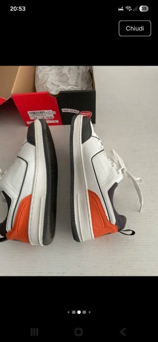 Scarpe da ginnastica Ducati bianche e arancioni