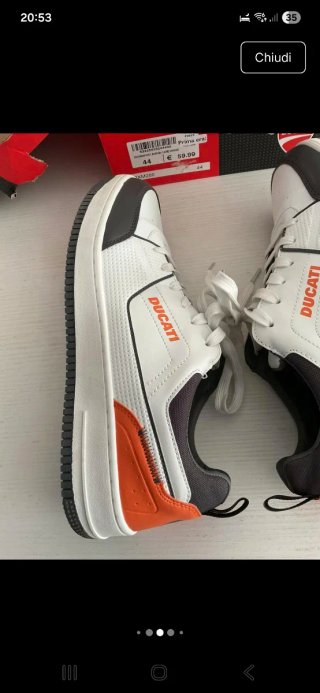 Scarpe da ginnastica Ducati bianche e arancioni