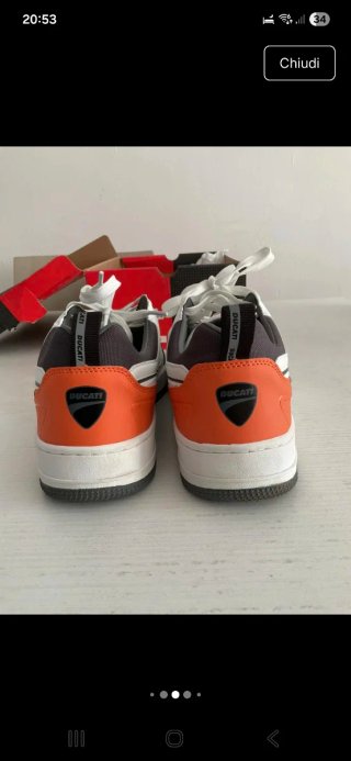 Scarpe da ginnastica Ducati bianche e arancioni