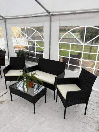Conjunto de jardín ratán sintético negro