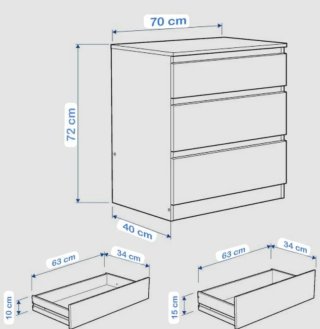 Cómoda Kullen 3 cajones Ikea blanca. URGE