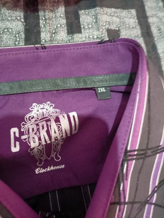 Camisa Caballero Raya Gris/Morado Talla XXL