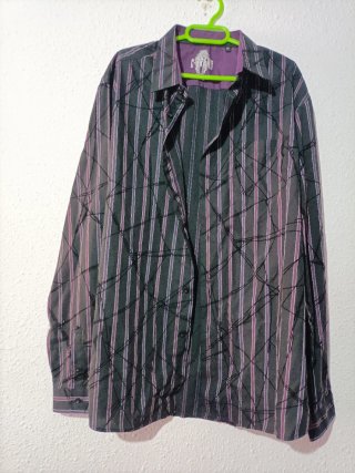 Camisa Caballero Raya Gris/Morado Talla XXL