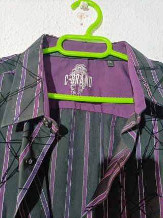 Camisa Caballero Raya Gris/Morado Talla XXL