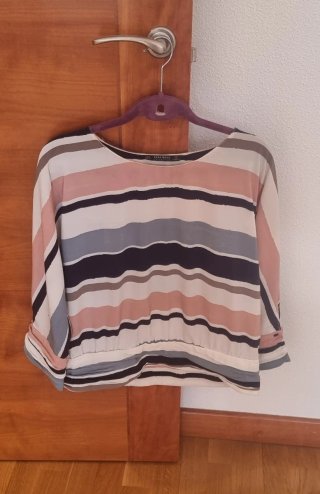 Blusa Zara Rayas Multicolor Rosa