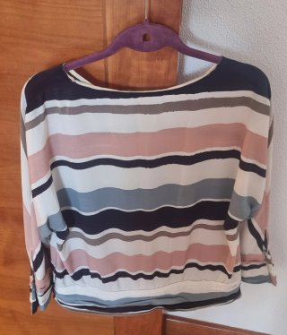Blusa Zara Rayas Multicolor Rosa