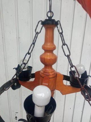 Lámpara antigua madera y forja