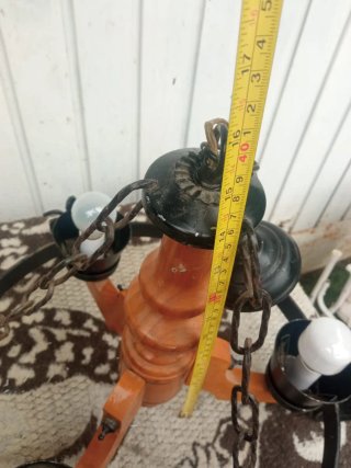 Lámpara antigua madera y forja