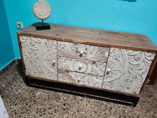 Mueble recibidor madera tallada