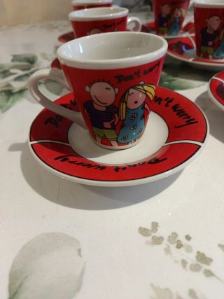 Juego 6 Tazas Café Porcelana Don't Worry