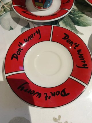 Juego 6 Tazas Café Porcelana Don't Worry
