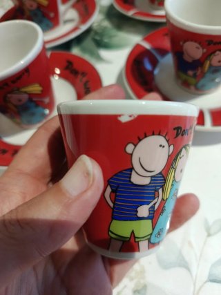 Juego 6 Tazas Café Porcelana Don't Worry