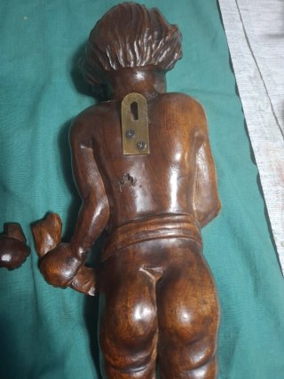 Coppie statuette vintage legno noce