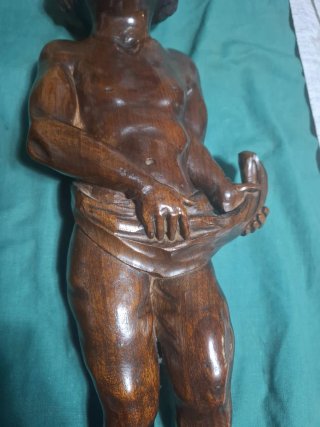 Coppie statuette vintage legno noce