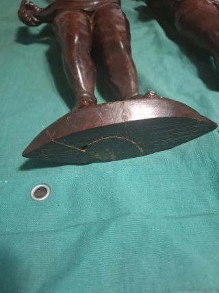 Coppie statuette vintage legno noce