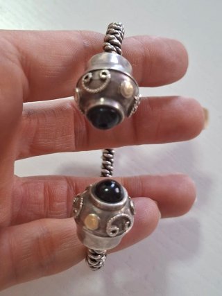Pulsera Plata 925 con Piedra Negra