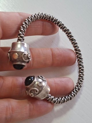 Pulsera Plata 925 con Piedra Negra