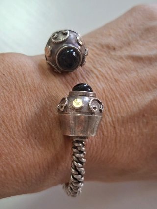 Pulsera Plata 925 con Piedra Negra
