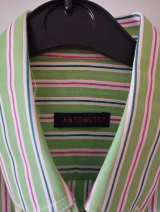 Camisa Rayas Verdes Manga Corta Hombre