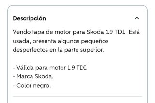Tapa de motor TDI Skoda