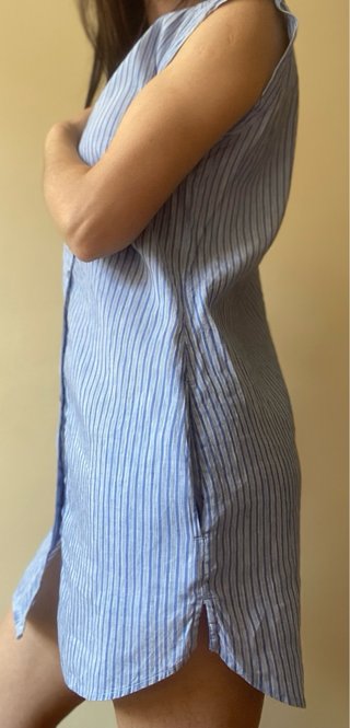 Vestido Massimo Dutti rayas lino/algodón