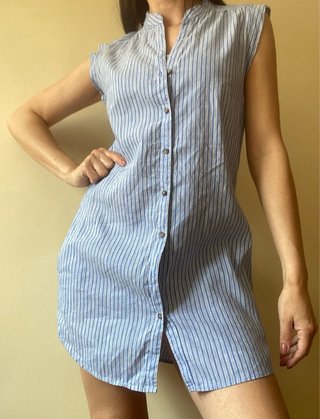 Vestido Massimo Dutti rayas lino/algodón