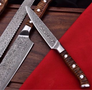 Set 4 Cuchillos Damasco Mango Madera