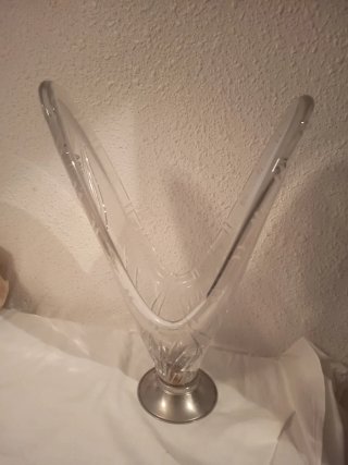 Jarrón cristal tallado vintage plata