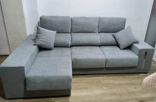 Sofá modular gris de tela