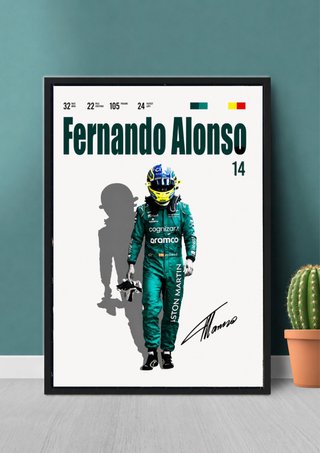 Cuadro Póster FERNANDO ALONSO El Nano aston martin