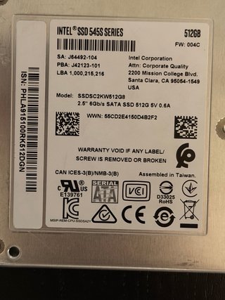 Lote 2x 512Gb SATA Intel SSD 2,5