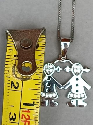 Colgante Plata Niñas Corazón Cadena