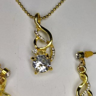 Conjunto collar y pendientes oro con circonitas