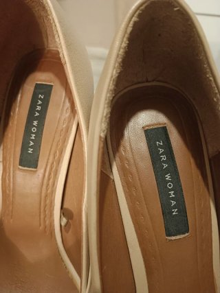 Zapatos tacón Zara beige peep toe