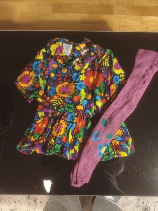 Vestido y leotardos florales 9 meses