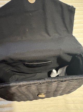 Bolso Zara Mimbre Negro Cadena Plata