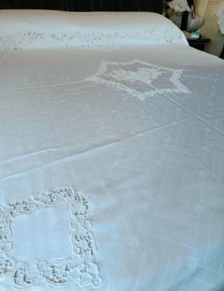 Copriletto Matrimoniale Vintage Fiandra Lino