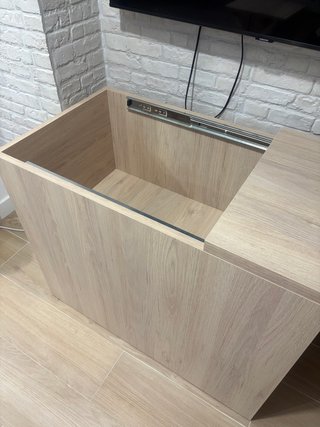 Mesa estudio extensible madera y azul