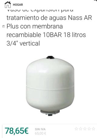 Vaso expansión 18L 10BAR 3/4 vertical. En su caja