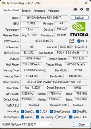 MSI RTX 2080 Ti GAMING X TRIO 11GB + Caja