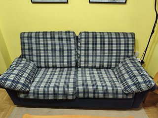 Sofá Cama 2 Plazas Azul y Blanco